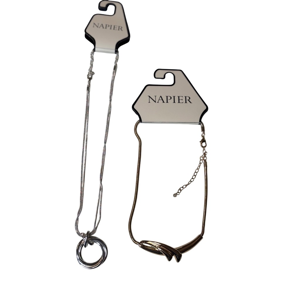 Napier Necklace Set Women OS Gold Silver NEW 2pc Minimalist Snake Chain Rings‎